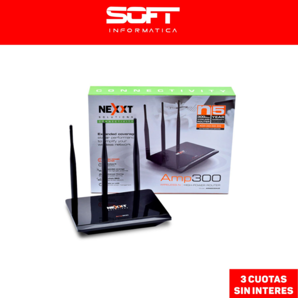 Router Wifi Inalambrico Nexxt 3 Ant 300Mbps Amp300 Wifi Rompemur