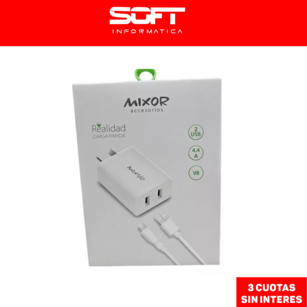 Cargador Mixor Realidad v8 4.4A USB