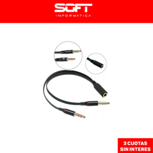 Cable Adaptador Audio Mini Plug 3,5Mm A Mic Y Aur Pc Netma