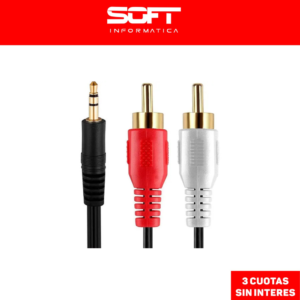 Cable Auxiliar Mini Plug 3.5Mm A 2 Rca 1.50 Mts Netmak C25