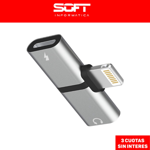 2en1 Adaptador iPhone Splitter Lightning Carga + Auriculares