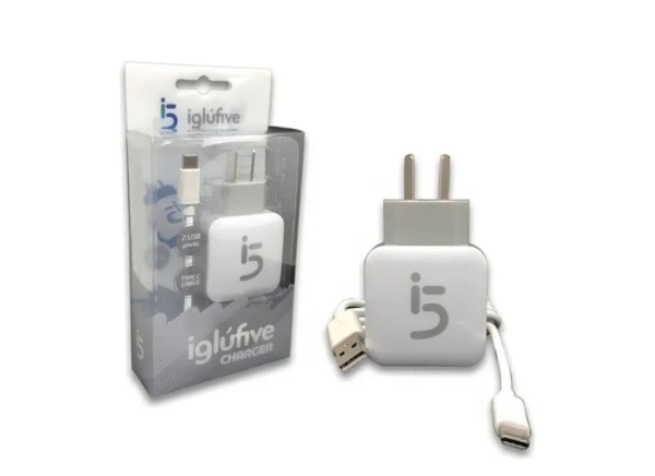 Cargador De Pared 220V 2.1 A 2 Salidas Usb Tipo C - Iglufive