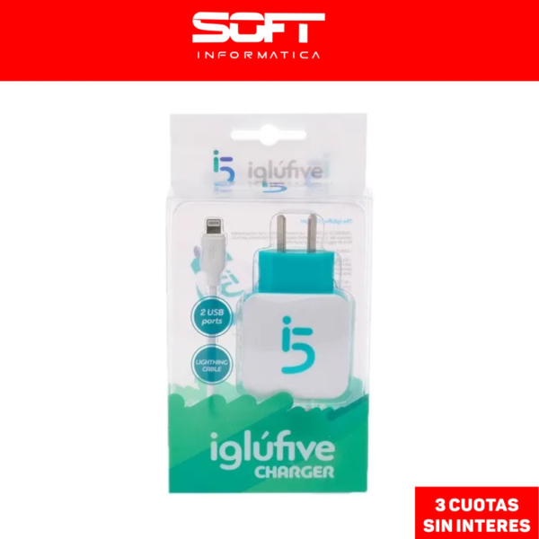 Cargador De Pared 220V 2.1 A 2 Salidas LIGHTNING Iglufive