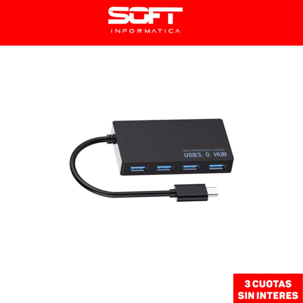 HUB USB TIPO C 4 PUERTOS USB 3.0