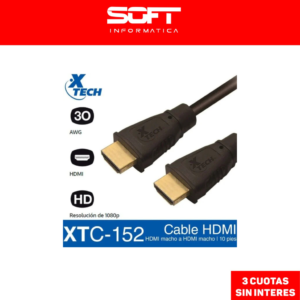 Cable hdmi a hdmi 3 mts 1080p 30awg diam 7.3mm XTC-152