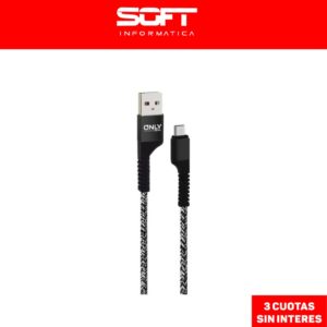 Cable Micro USB Carga Rapida 3.1a Mayado textil NEGRO ONLY